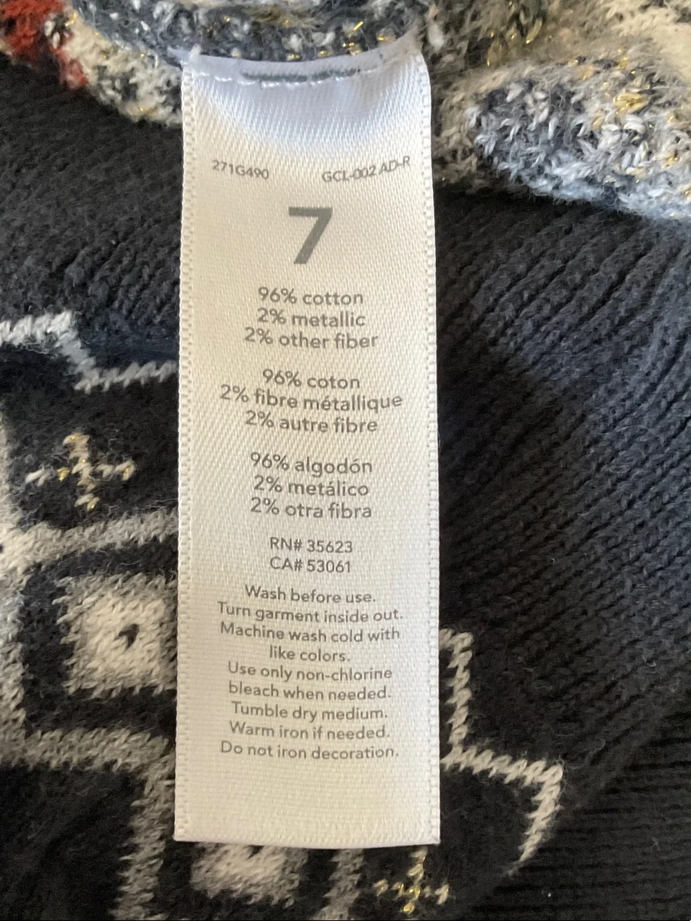 Carter's cotton Navy Blue, White & Red Fair Isle Knit Dress